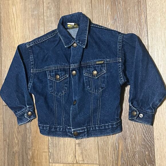 Vtg Oshkosh B Gosh Denim Jean Jacket Kids Sz 4 Toddler Snap Button Union USA - Picture 2 of 8